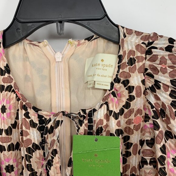 Kate Spade Dress Silk By The Pool Floral Print Mosaic Flutter NWT - Picture 3 of 13
